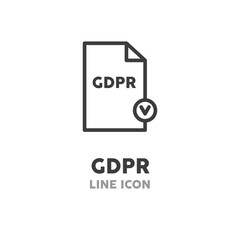 GDPR  line icon. Vector illustration symbol elements for web design.
