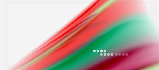 Wave lines abstract background, smooth silk design with rainbow style colors. Liquid fluid color waves. Vector Illustration