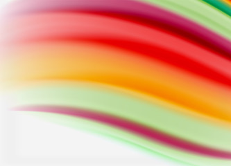 Wave lines abstract background, smooth silk design with rainbow style colors. Liquid fluid color waves. Vector Illustration