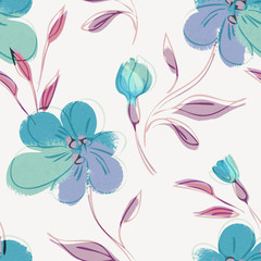 Obraz premium Acrylic Flowers Seamless Pattern. Hand Painted Illustration. Floral Background.
