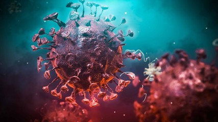 3d render of coronavirus outbreak and influenza disease virus. medical concept