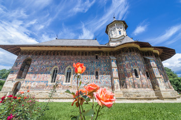 Moldovita Ortohodox monastery church in Vatra Moldovitei, Romania