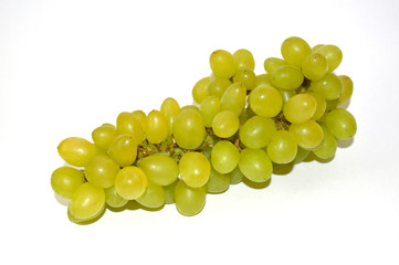 Indian fresh green grape isolated on white background.