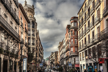Fototapeta na wymiar Dramatic sky over downtown Madrid
