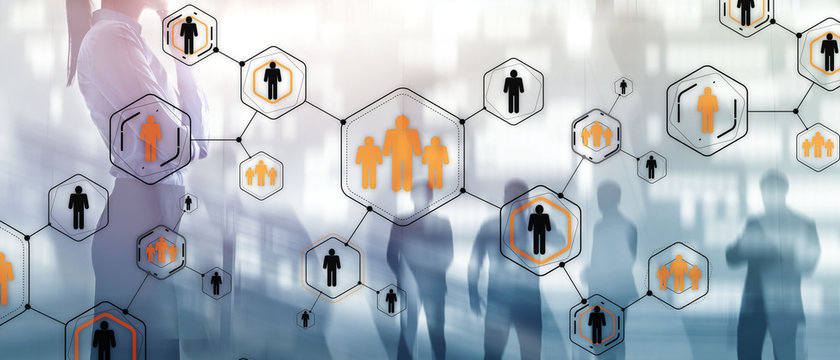 People icons Social network. Orange and black people icons.