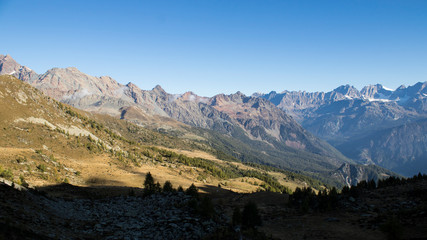 Mountain landscape with blue sky