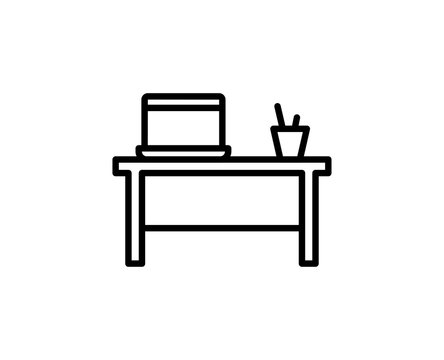 Work desk line icon
