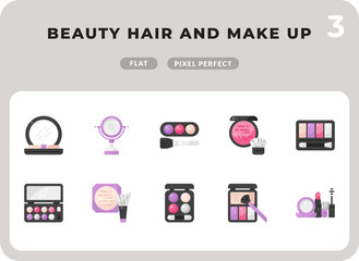 Beauty Hair And Make Up Flat  Icons Pack for UI. Pixel perfect thin line vector icon set for web design and website application.