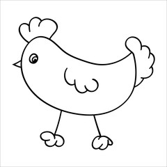Cute little Easter hen. Vector illustration in Doodle style. Isolated object on a white background. Design element for children's books-paints, textiles, posters, school project, print, banner.