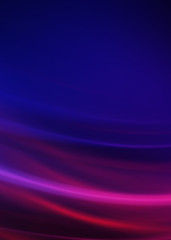 Dark blue abstract background with ultraviolet neon glow, blurry light lines, waves