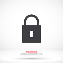 Lock vector icon , lorem ipsum Flat design