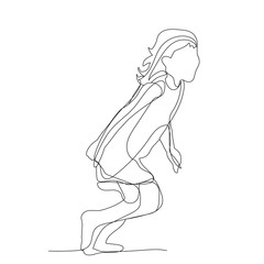 isolated, one-line drawing child, little girl