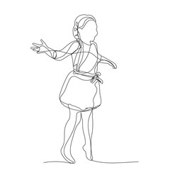 one-line drawing child jumping, little girl