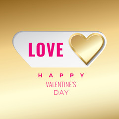 Love Logo as Heart Shape Gold Style On Off Toggle Switch Button with Happy Valentines Day Lettering Square Composition Creative Concept - White on Golden Background - Gradient Graphic Design