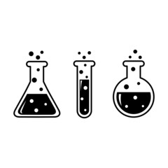 chemical test tubes icons set isolated on white background.