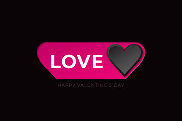 Love Logo as On Off Heart Shape Glamorous Style Toggle Switch Button with Happy Valentines Day Lettering Creative Concept - Pink on Black Background - Gradient Graphic Design