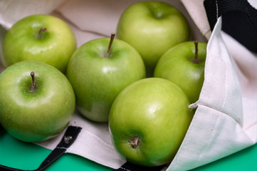 Apples in cloth bag