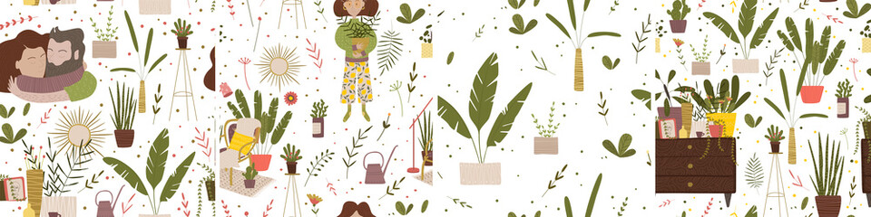 cozy house. interior objects. flowers and plants. minimalism and abstraction. Vector graphics