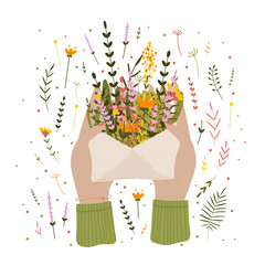 composition of flowers and plants. bouquet and home decoration. minimalism and abstraction. Vector graphics