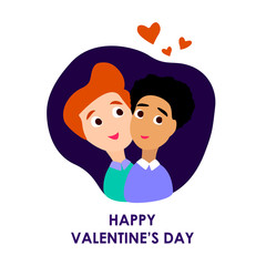 Happy St Valentine Day Celebration.Young Gay Homosexual Loving Relationship.Men Gently Hug Each Other.Romantic Flirting Boyfriend Dating,Fall in Love