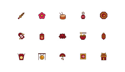 bundle of chinesse new year set icons