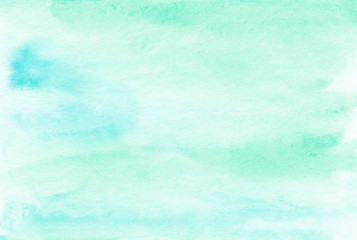 Mint turquoise and blue abstact background Watercolor texture