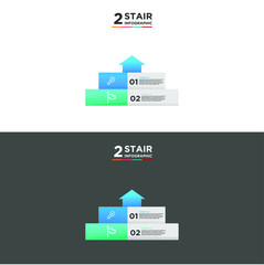 2 stair step timeline infographic element. Business concept with two options and number, steps or processes. data visualization. Vector illustration.