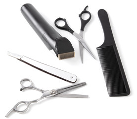 Hair clipper and comb and scissors