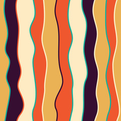 Seamless pattern with colored wavy stripes. Background for textile and scrapbooking with waves
