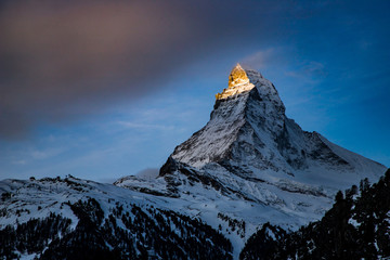 sunrise over Matterhorn peak Swiss Alps