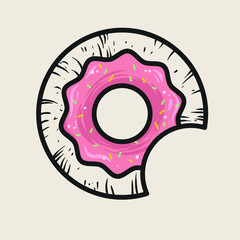 Donut bagel logo icon. Graphic element food branding for bakery, cafe, pastries shop