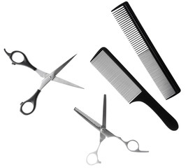 Scissors and combs for cutting hair
