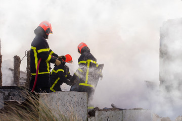 firefighter in action close up