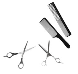 Scissors and combs for cutting hair
