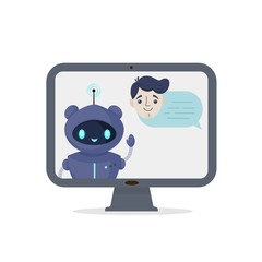 Chat bot robot isolated on white. Customer support service. Online consultation. Speak bubble chatting. Virtual online help customer support. Flat vector illustration.