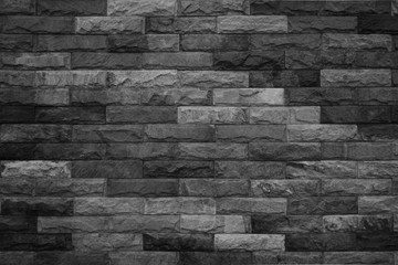 Abstract dark brick wall texture background pattern, Wall brick surface texture. Brickwork painted of black color interior old clean concrete grid uneven, Home or office design backdrop decoration.