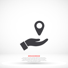 mark in the hand icon , lorem ipsum Flat design