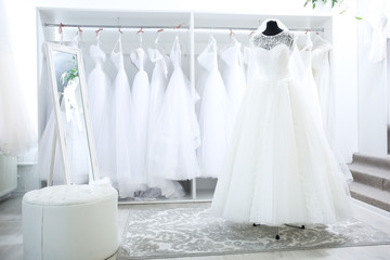 Fototapeta na wymiar wedding dress in luxury interior