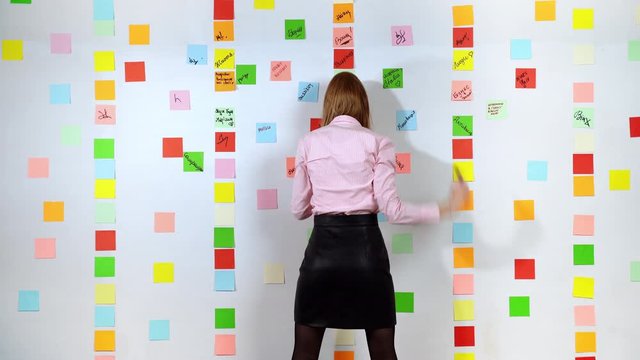 Motivation concept. Young female office worker feeling desperate, confused employee looking for new ideas, project developing and strategy planning. Despair and motivation, brainstorming concept