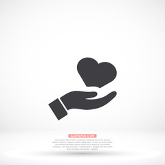 heart in hand icon , lorem ipsum Flat design