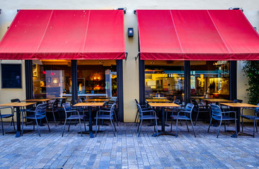 table and chairs at a cafe
