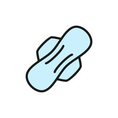 Feminine pads, tampon, sanitary napkin, hygiene flat color line icon.