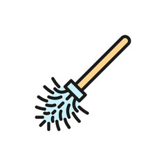 Vector toilet brush flat color line icon.