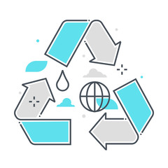 Recycle related color line vector icon, illustration