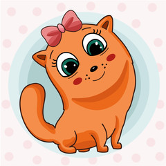 Cute baby kitten art. Nursery illustration with smilind adorable animal. Vector digital illuatrstion.