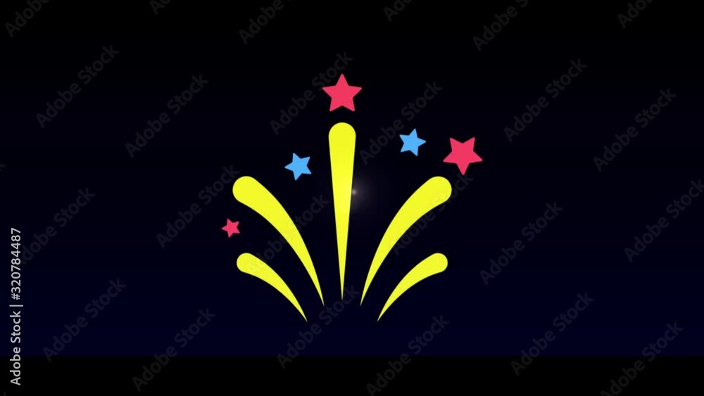 Aufkleber fireworks in highlight and glow effect mp4 video on dark background
