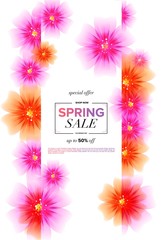 Spring sale background with beautiful flowers