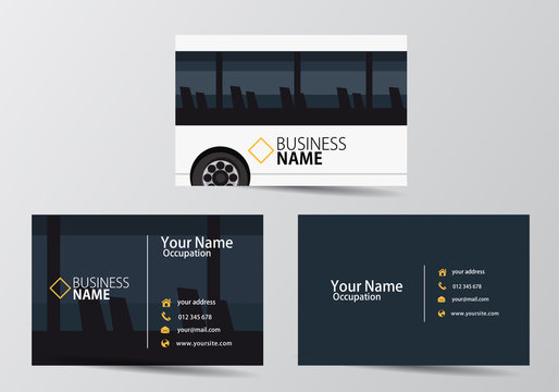 Bus Business Card. Visiting Card Template Two Sides