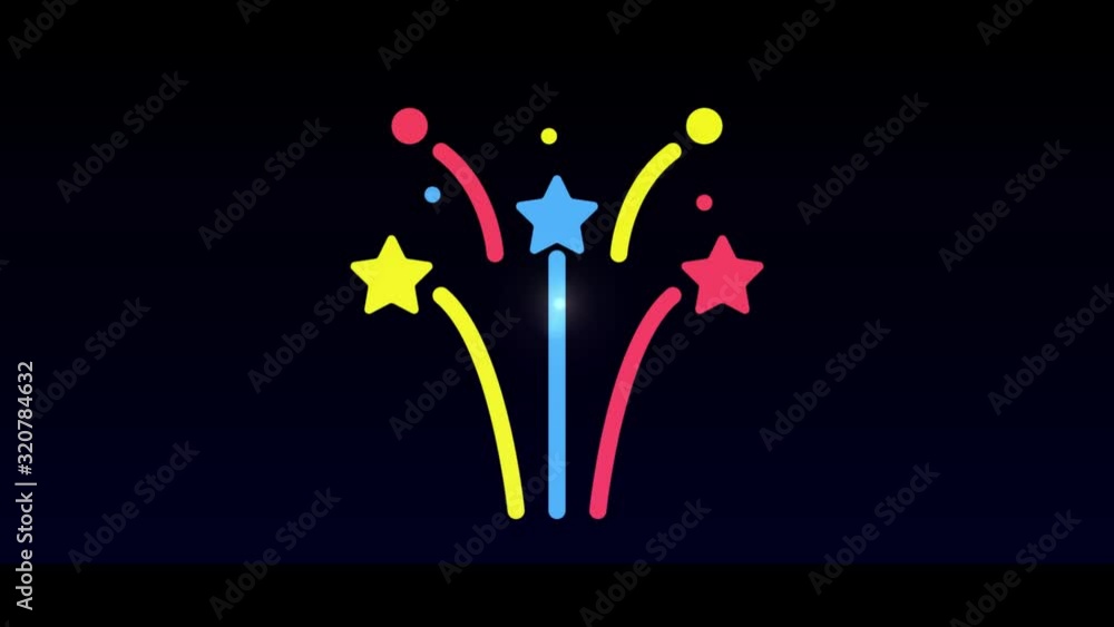 Aufkleber fireworks in highlight and glow effect mp4 video on dark background
