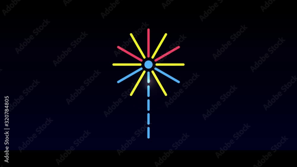 Poster fireworks in highlight and glow effect mp4 video on dark background